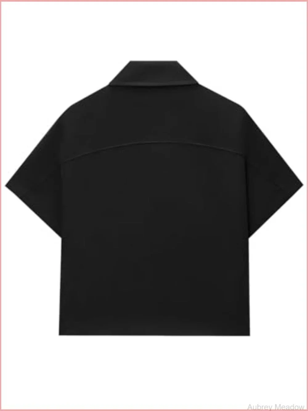 Cropped Short Sleeve Zip Up Blazer Jacket with Pockets